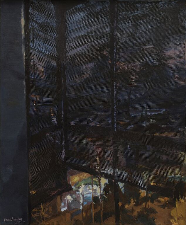 《被隔除的夜色之七》布面油画100cmx100cm ， 2012