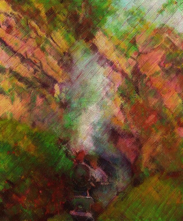 《被网织的风景2》布面油画100cmX100cm ，2009
