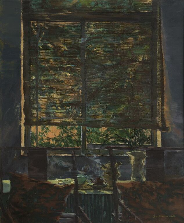 《窗雨》布面油画162cmx114cm ，2014