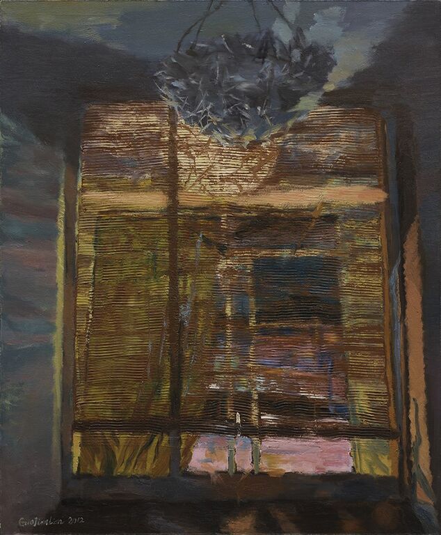 《夜窗之重叠》布面油画100cmX100cm，2012