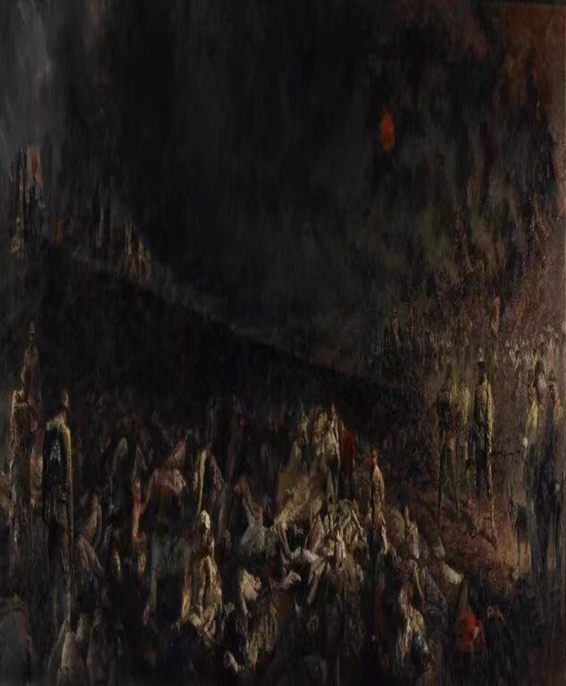 《残日——1937.12·南京》合作，布面油画360cm×900cm，2009中国美术馆藏