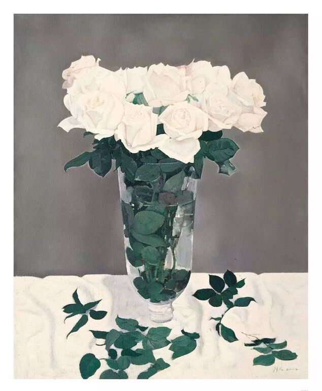 《白玫瑰》布面油画80cm×100cm，2003