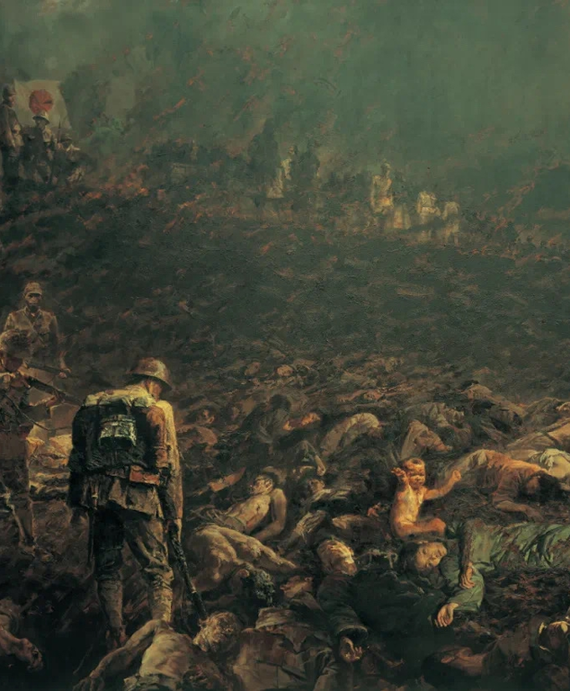 《残日——1937.12·南京》合作，布面油画360cm×900cm，2009中国美术馆藏