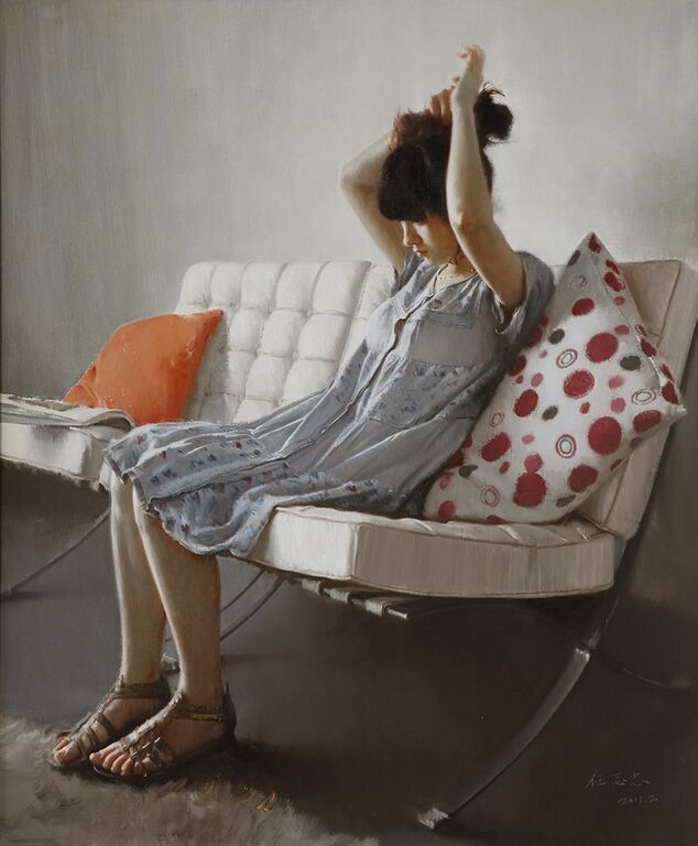 《晨妆》布面油画120cmx100cm ，2011