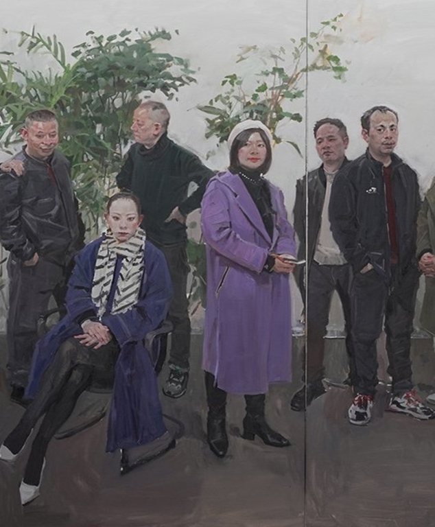 《归来仍少年——我的故乡师友》布面油画230cmx500cm，2021