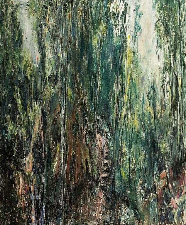 《古田消夏图》布面油画，320cm×87cm，2021