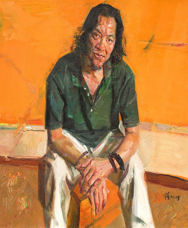 《顾玉林像》布面油画100cm×100cm，2015