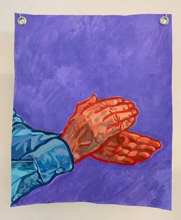 《鼓掌》幕布绘画50cm×60cm，2019