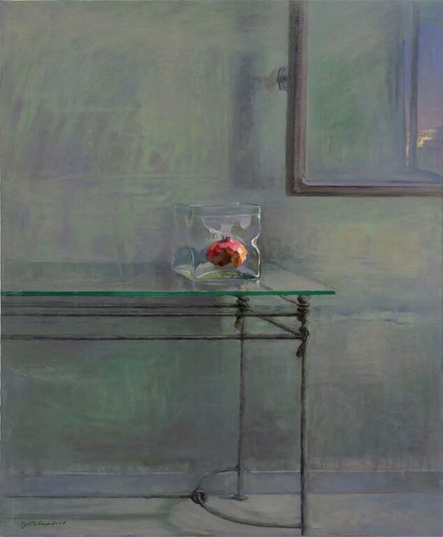 《红石榴》布面油画146cm×97cm，2001