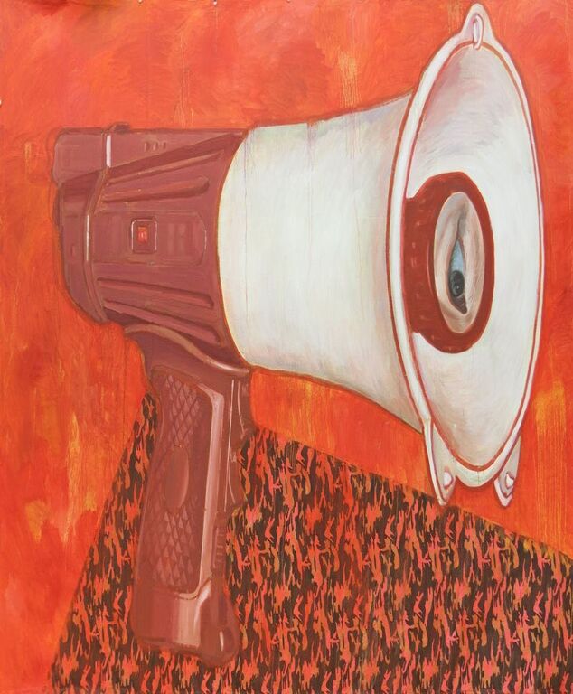 《有一只眼睛的红色喇叭》布面油画230cm×310cm，2017