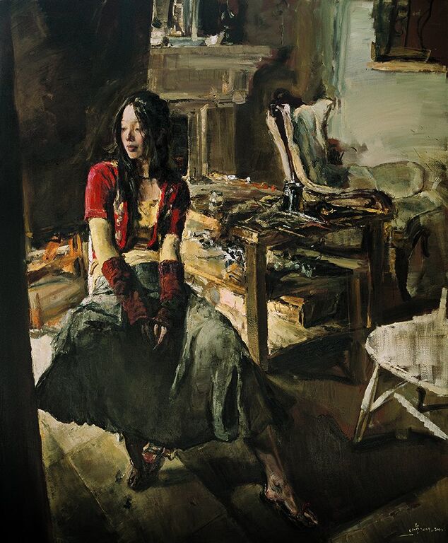 《画室的午后》布面油画184cm×163cm，2010