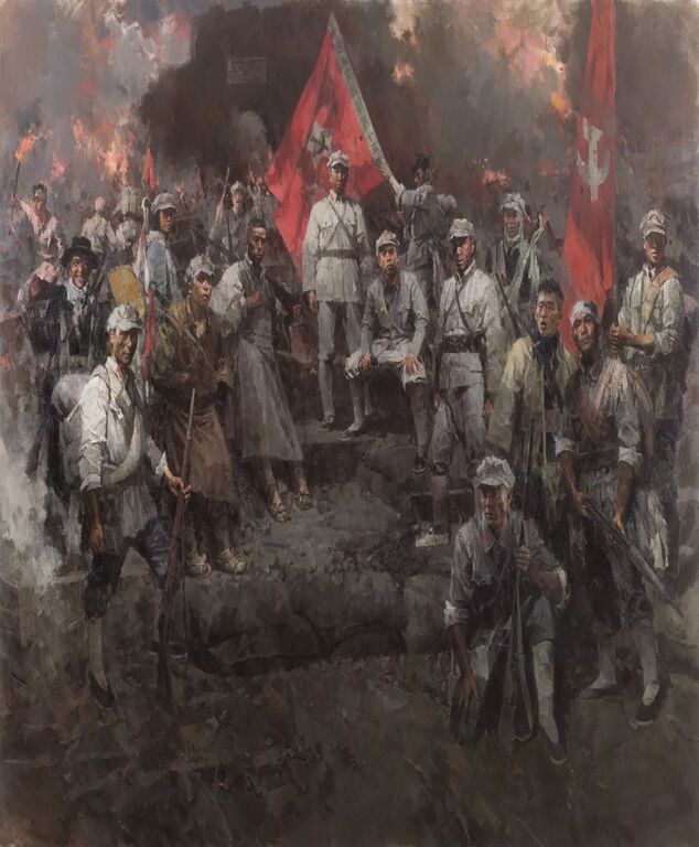 《火种——中国工农红军第十三军》布面油画180cm×360cm，2016