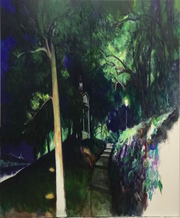 《湖山系列之二 》布面油画162cm×260cm， 2017