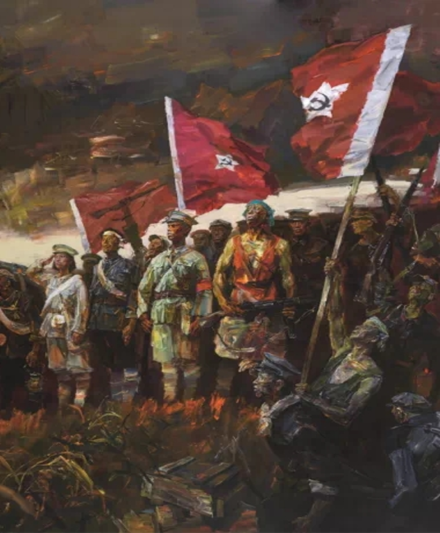 《井冈星火》布面油画，300cm×700cm，1987