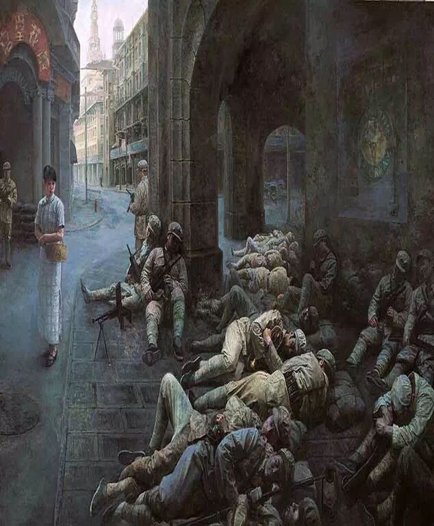 《晨曦——解放上海》合作，布面油画220cm×350cm，2012上海美术馆藏