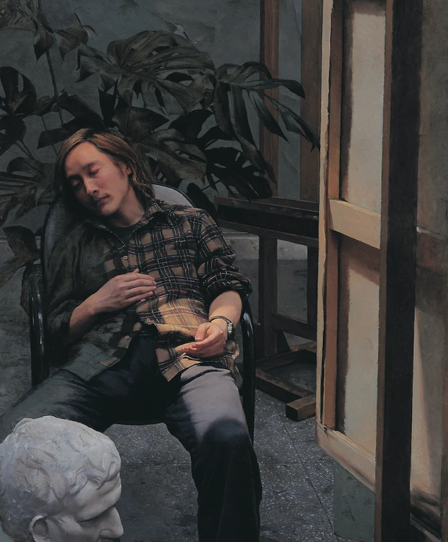 《寂静之吹拂1》布面油画180cm×90cm，2004