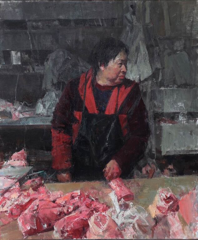 《客居杭州》之二布面油画100cm×90cm