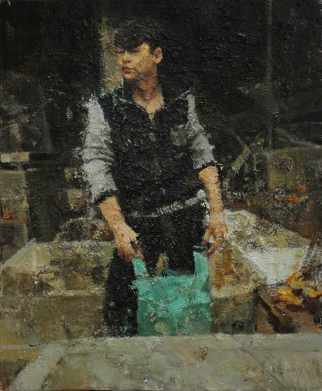 《客居杭州》之三 布面油画100cm×80cm
