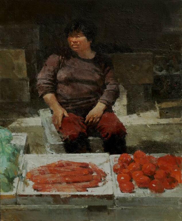 《客居杭州》之四布面油画 90cm×70cm