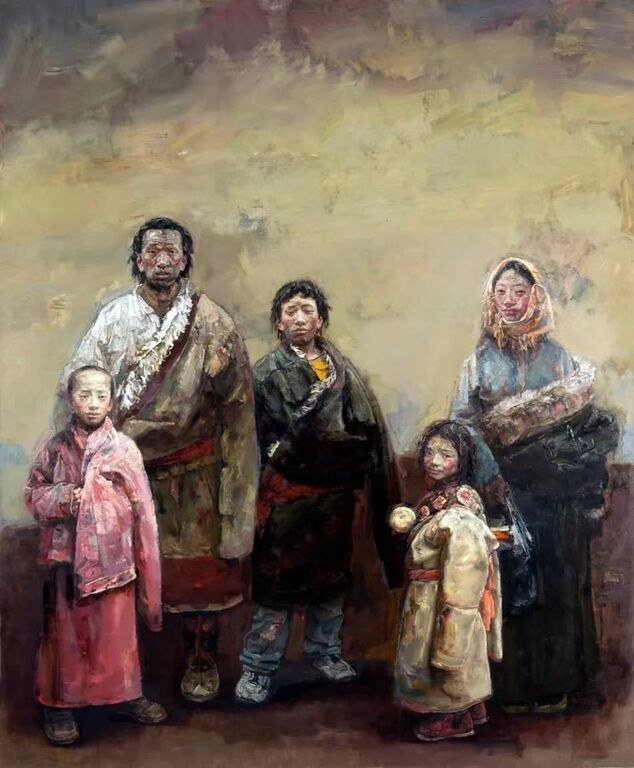 《开满格桑花的地方》布面油画200cm×200cm,2008