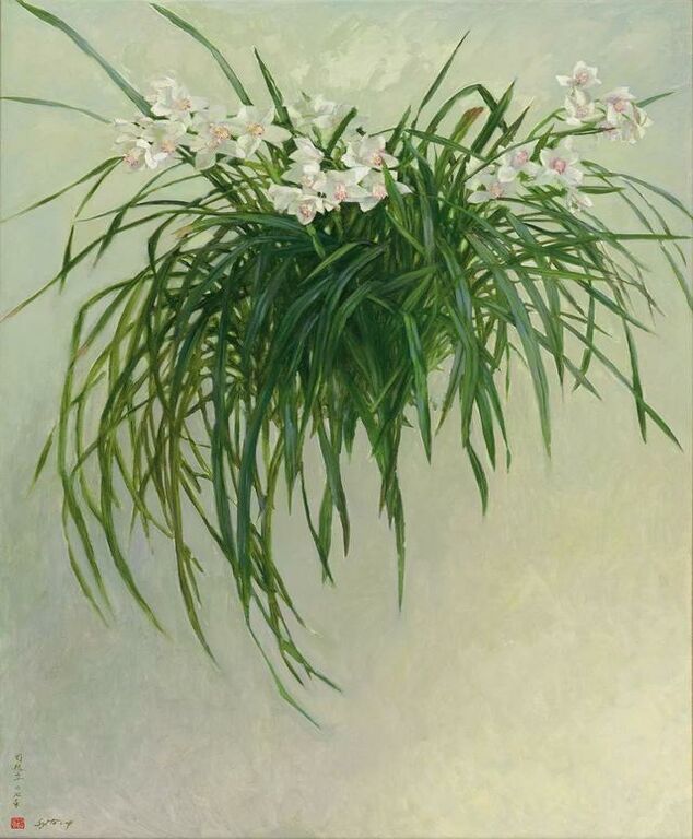 《兰花》布面油画158cm×113cm，2007