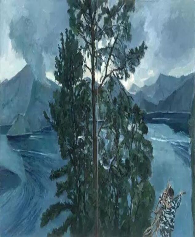 《蓝色的湖泊》布面油画145cm×223cm，2006