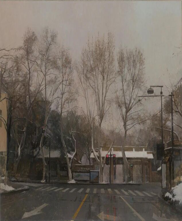 《路口系列——柳浪闻莺·冬》布面油画128cm×116cm，2013
