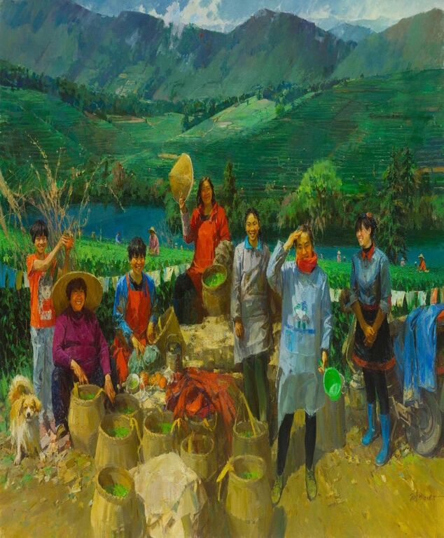 《美丽乡村建设》布面油画260cm×340cm，2018
