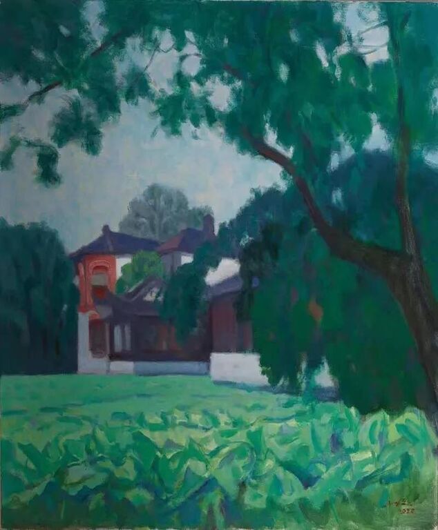 《南浔小莲庄》布面油画80cm×80cm，2020
