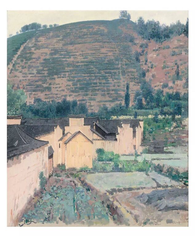 《宁静的山村之一》布面油画91cm×117cm，2008