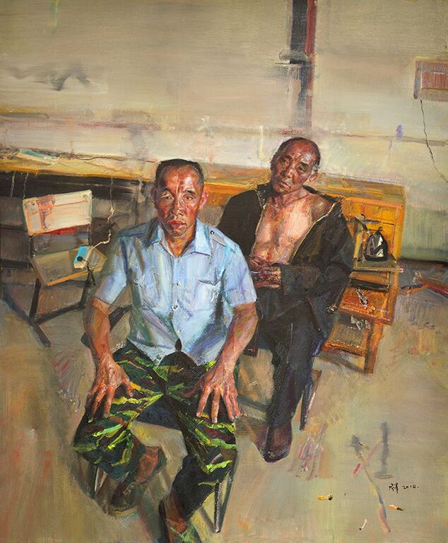 《农民工像》布面油画200cm×150cm，2014