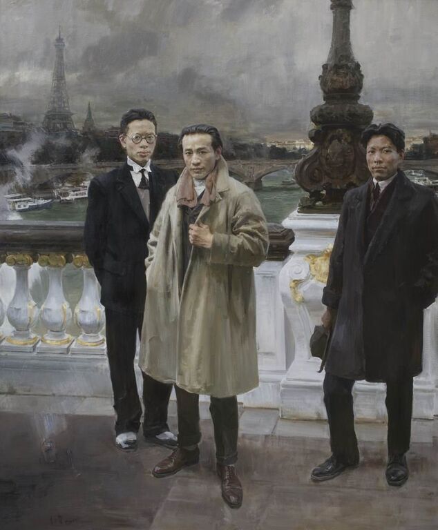 《桥上的风景》布面油画235cmx195cm ， 2014