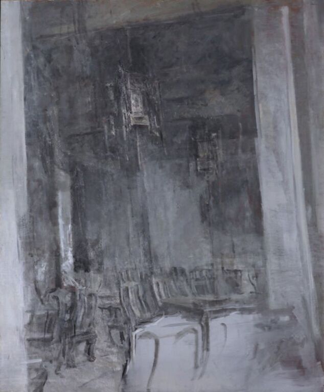 《茶室际遇系列——切近与陌生》布面油画145cm×200cm，2011