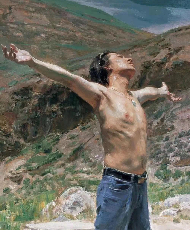 《热土》布面油画180cm×90cm，200410/16