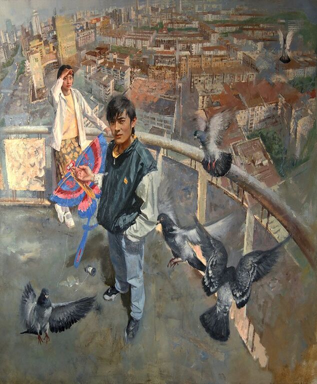 《升起的地平线》布面油画170cmx170cm，1996