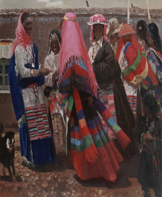 《盛装的阿里妇女》布面油画160cm×180cm，2011