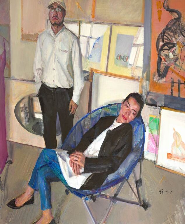 《双人像之二》布面油画150cm×150cm，2017