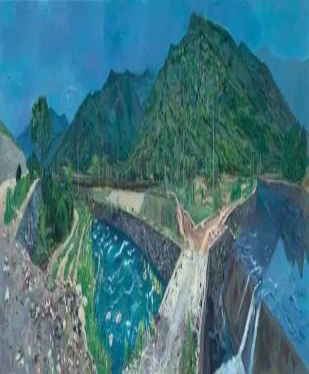 《富春江·水渠与桥》180cm×480cm，2016