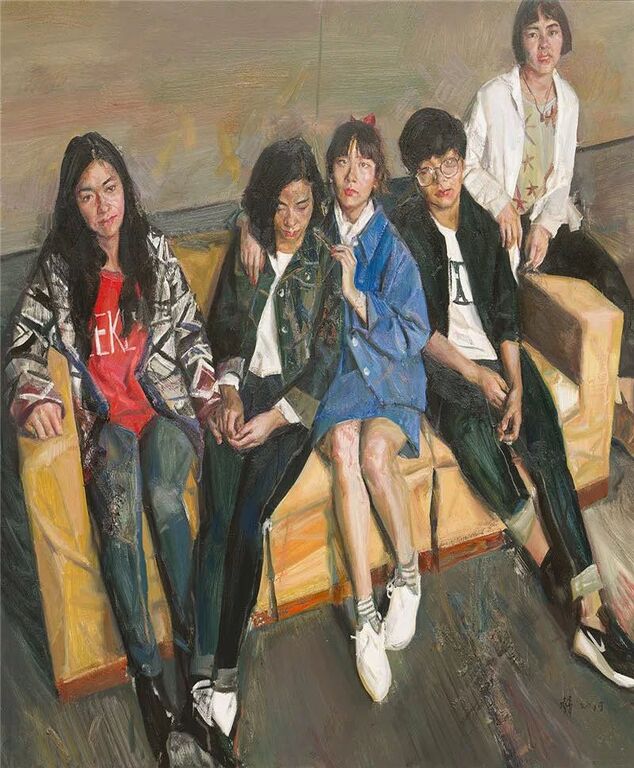 《同学之六》布面油画180cm×186cm，2019