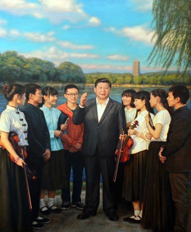 《未名湖畔》布面油画186cm×250cm，2014