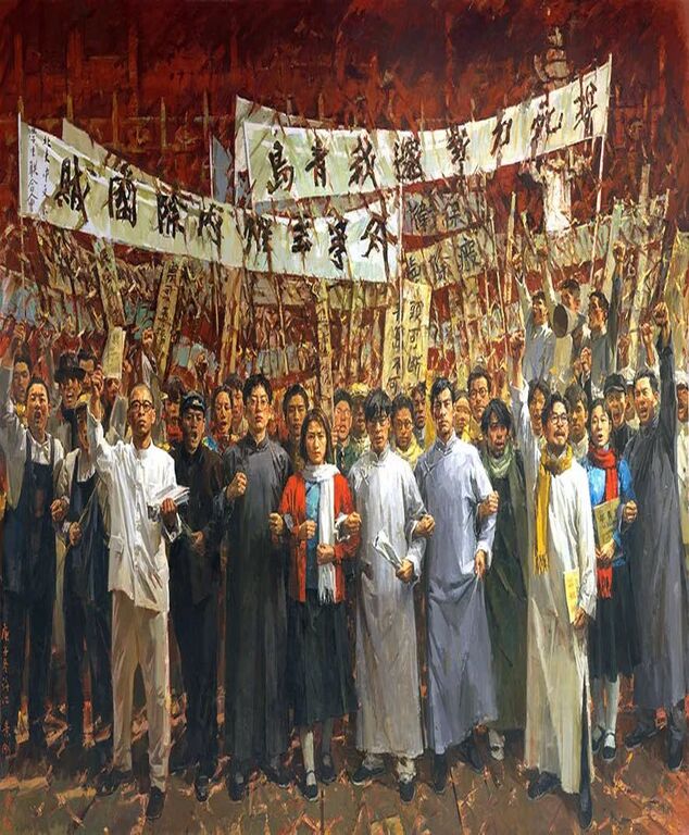 《洪潮——五四运动》合作，布面油画400cm×530cm，2021