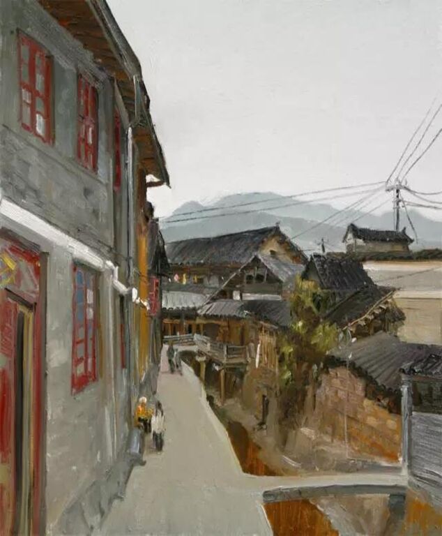 《武夷山下梅村》布面油画60cm×60cm，2020