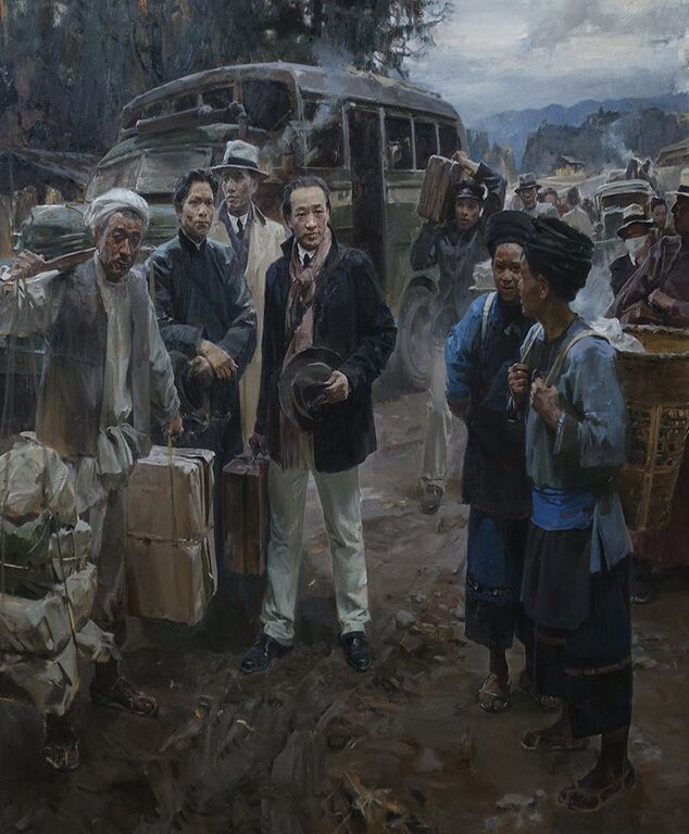 《西迁途中的林风眠》布面油画186cmX200cm2014