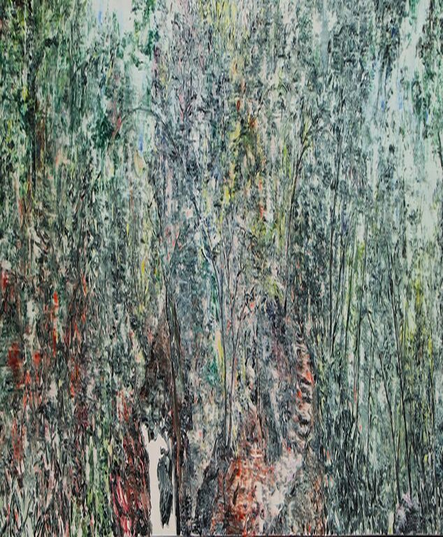 《溪山清明》布面油画300cmx80cm，2015