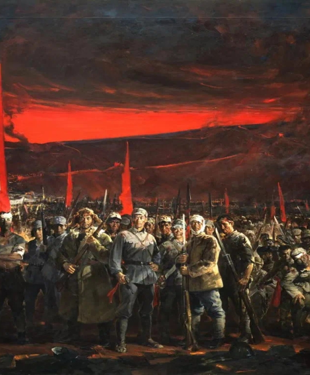 《义勇军进行曲》（与全山石合作）布面油画400cm×480cm，2009，中国美术馆藏