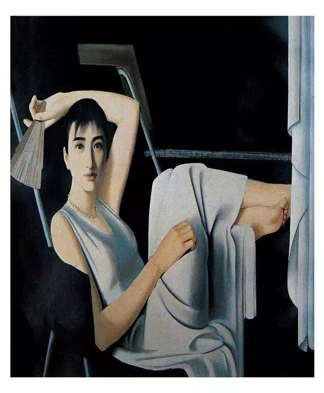 《椅子上的姑娘》布面油画100cm×80cm，1989