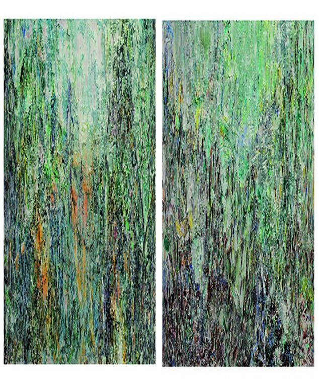 《云山图》布面油画100cm×400 cm，2020