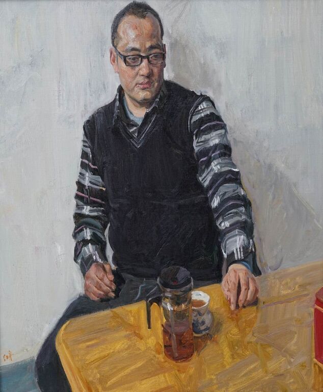 《中学教师》布面油画100cmx100cm ，2014